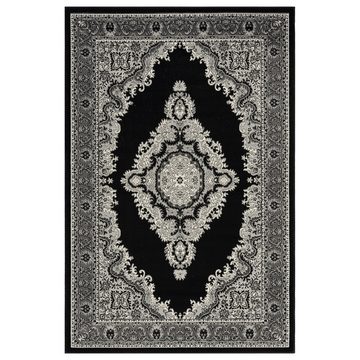 Orientteppich Kurzflor Wohnzimmerteppich, Vimoda, rechteckig, Höhe: 8 mm, klassisch, Ornament, mit Bordüre, schwarz