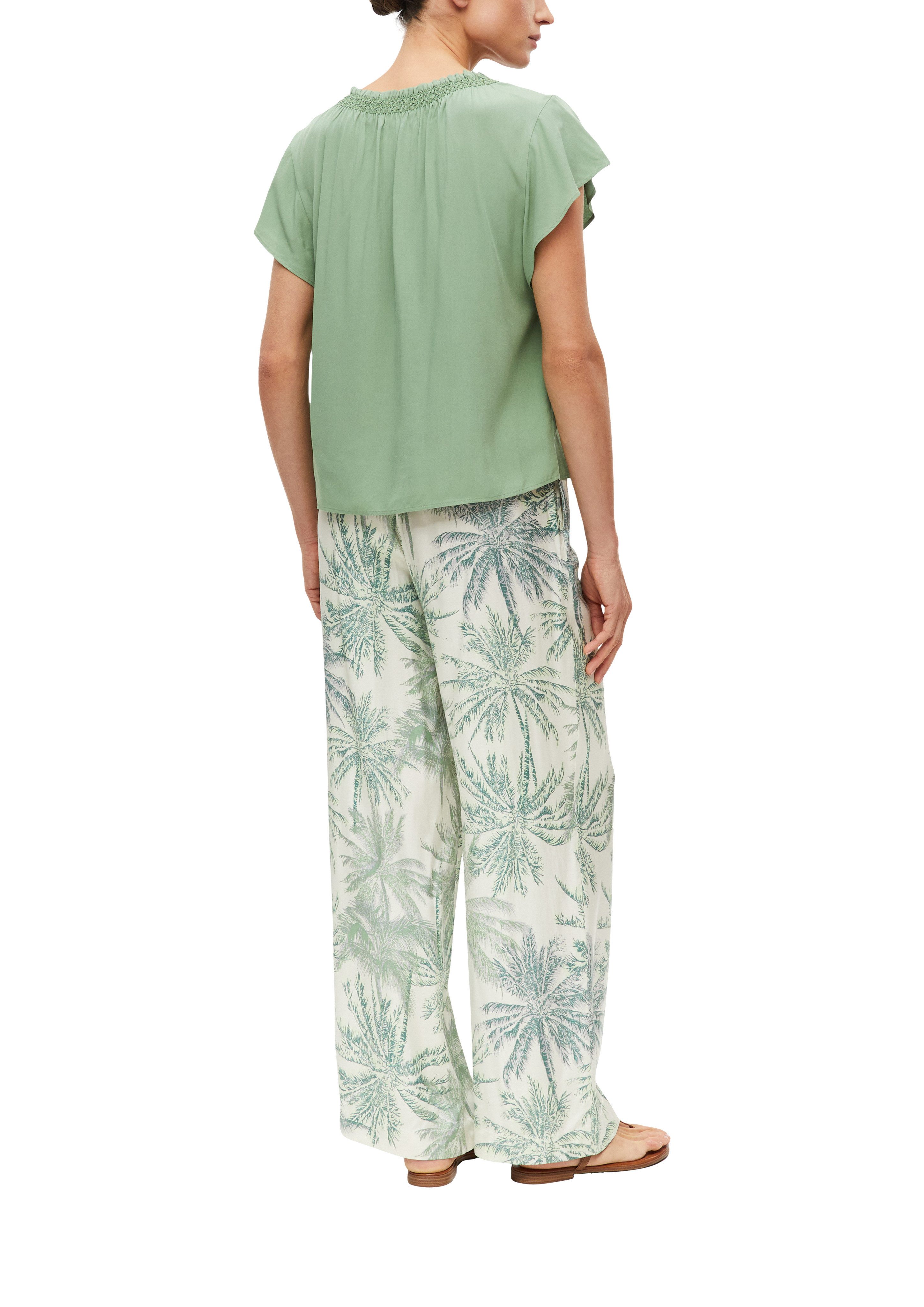 s.Oliver BLACK LABEL Schlupfbluse Sommershirt mit Bindeband und aus Viskose