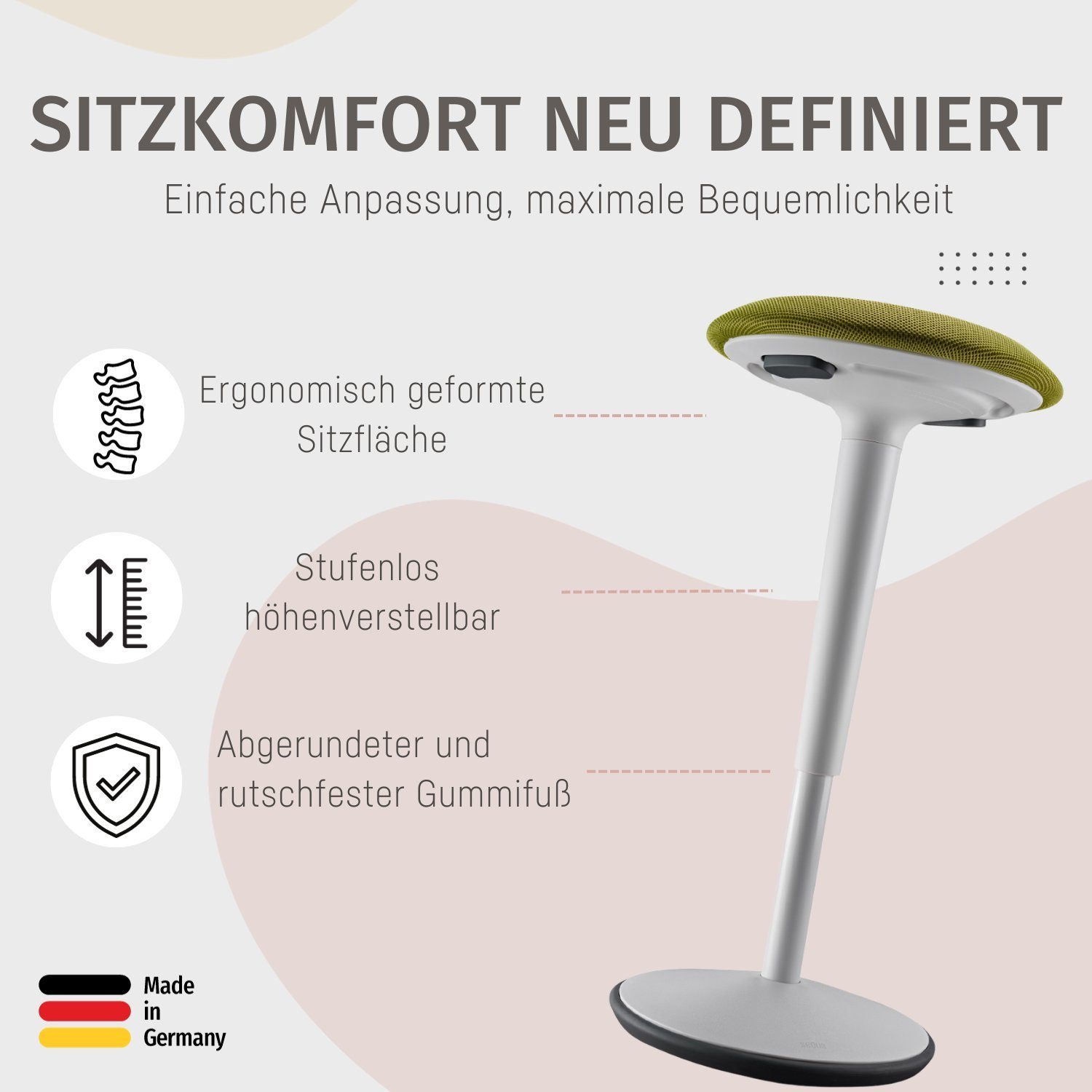 Stehhocker, se:fit 53-80 Ergonomischer Grün kg max. Gummifuß, cm Höhenverstellbar, Nutzergewicht 110 Arbeitshocker sedus