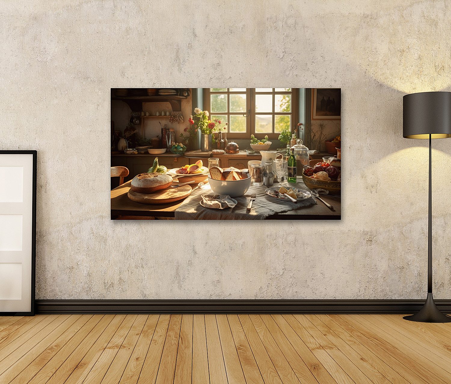 islandburner Leinwandbild KI Vintage Französisch Küche Szene Bilder günstig online kaufen