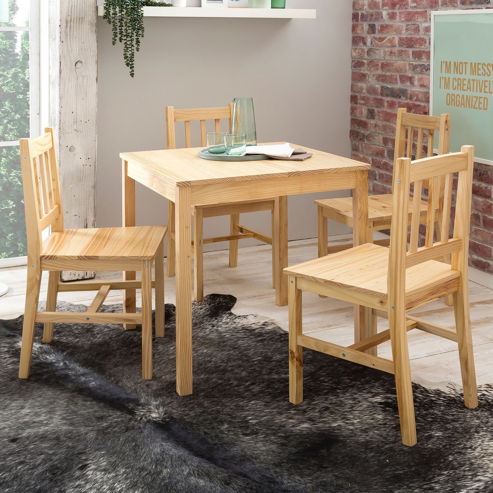 Finebuy Esstisch Suva11660 1 Esszimmer Set Emilio 5 Teilig Kiefer Holz Landhaus Stil 70 X 73 X 70 Cm Natur Essgruppe 1 Tisch 4 Stuhle Tischgruppe Esstischset 4 Personen Esszimmergarnitur Massiv Online Kaufen Otto