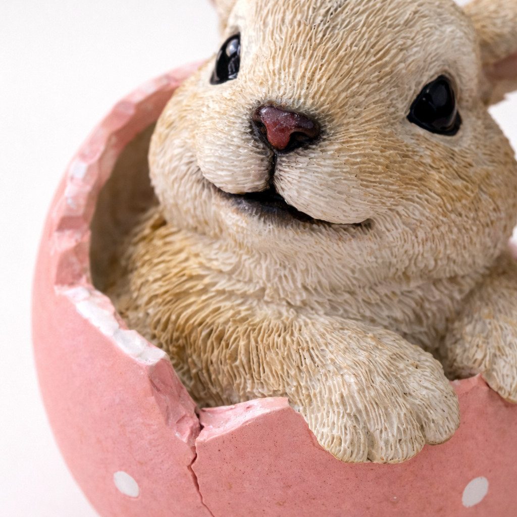 Figuren-Discounter Dekofigur Osterdeko Hase im Ei aus Kunstharz – Dekofigur Rosa, 10 cm (1 St., Hase im Ei)