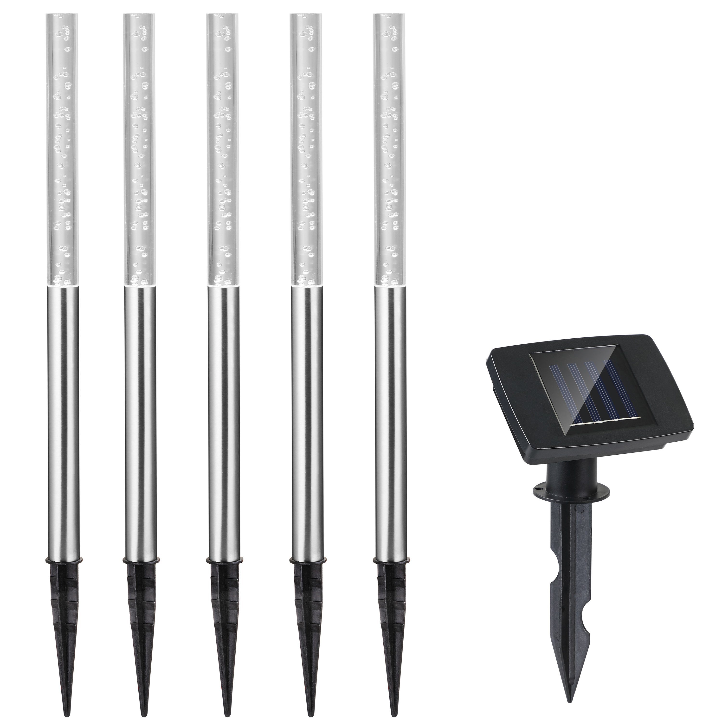 monzana LED Solarleuchte, Solarleuchte, 5er Set Solarlampen für Draußen Wetterfest mit Erdspieß Balkon Outdoor