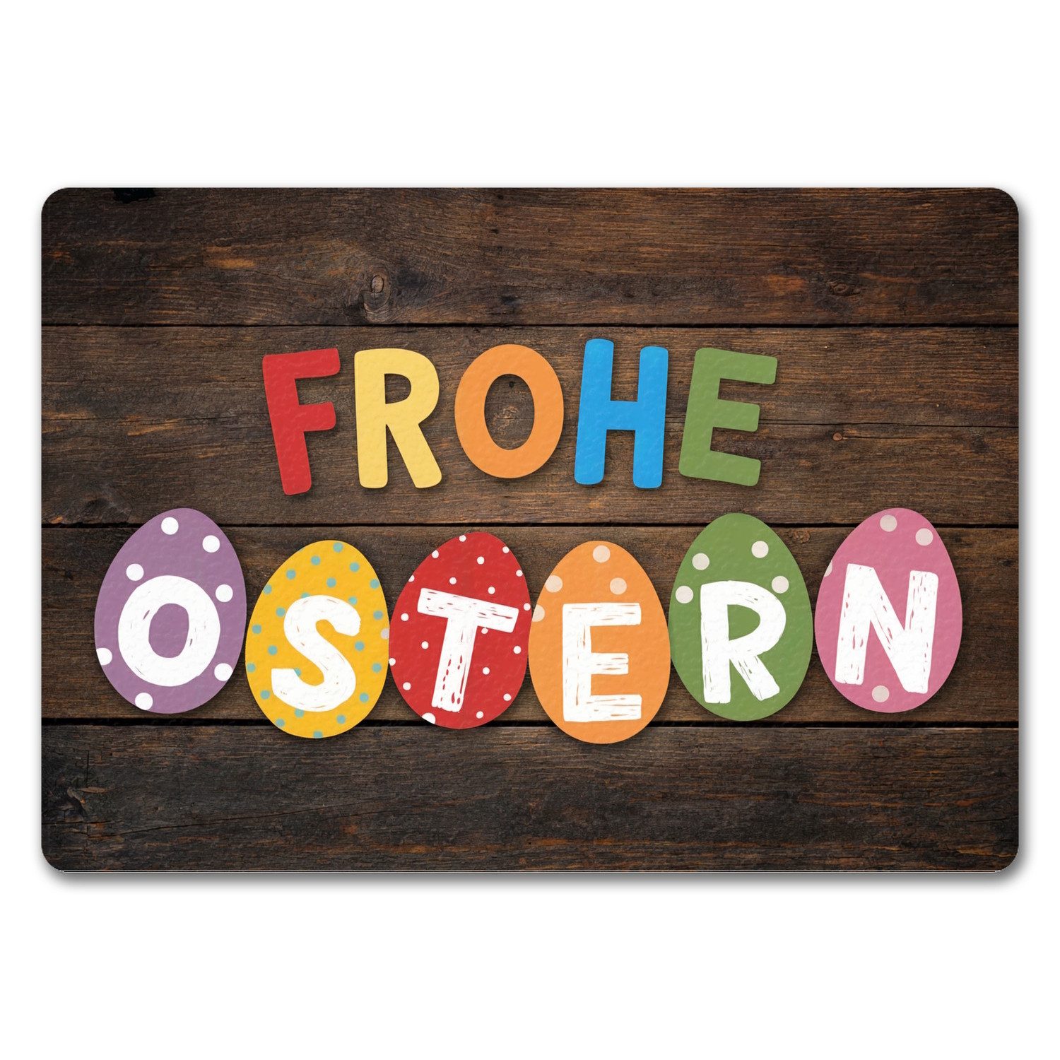 speecheese Fußmatte Fröhliche Ostern Fußmatte in 35x50 cm ohne Rand mit bunten Eiern