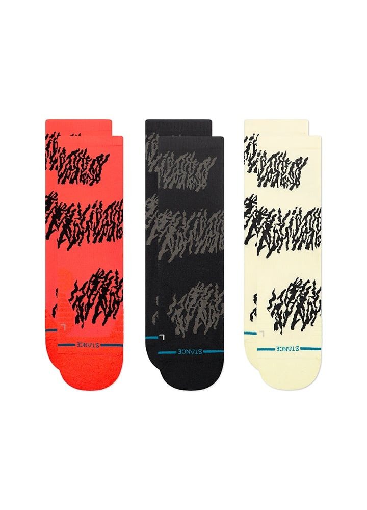 Stance Laufsocken Crew Glacier Light schwarz/rot/gelb - 3 Paar