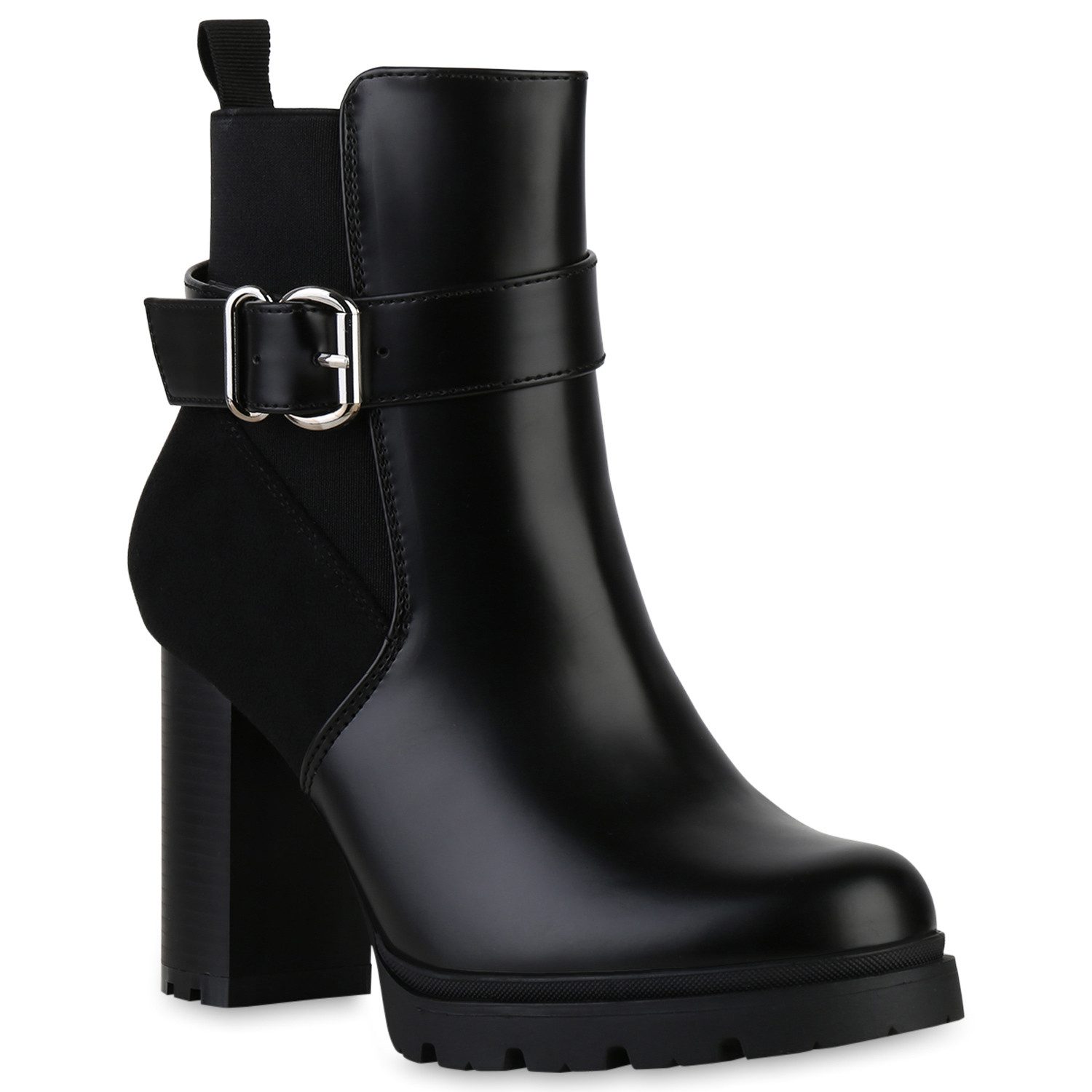 VAN HILL 840735 Bikerboots Damen Leicht Gefütterte Biker Boots Schnallen Pr günstig online kaufen