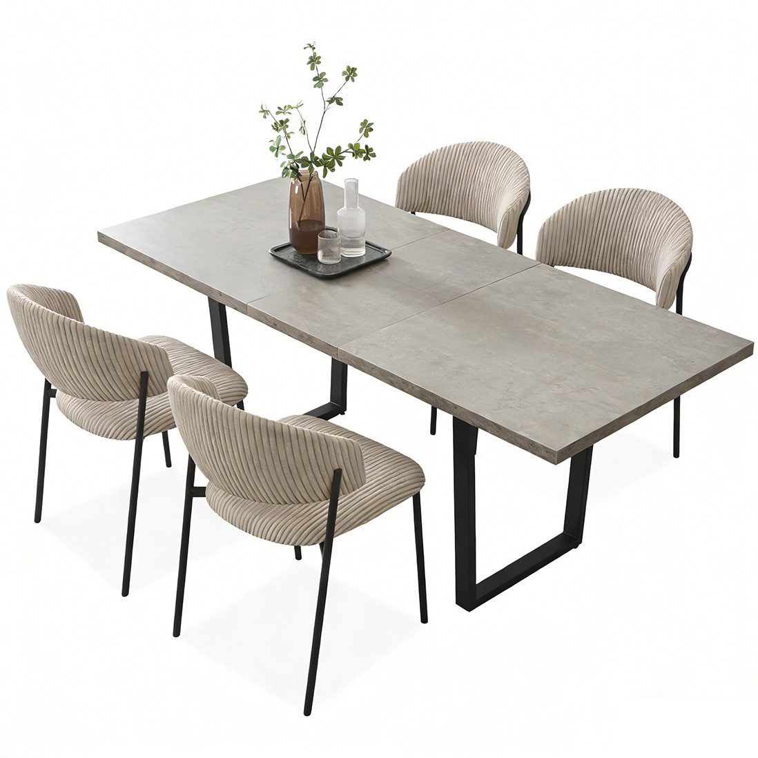 Jiexi Esszimmerstuhl Modernes Esszimmerstuhl-Set in Cord-Optik, bequem & stabil