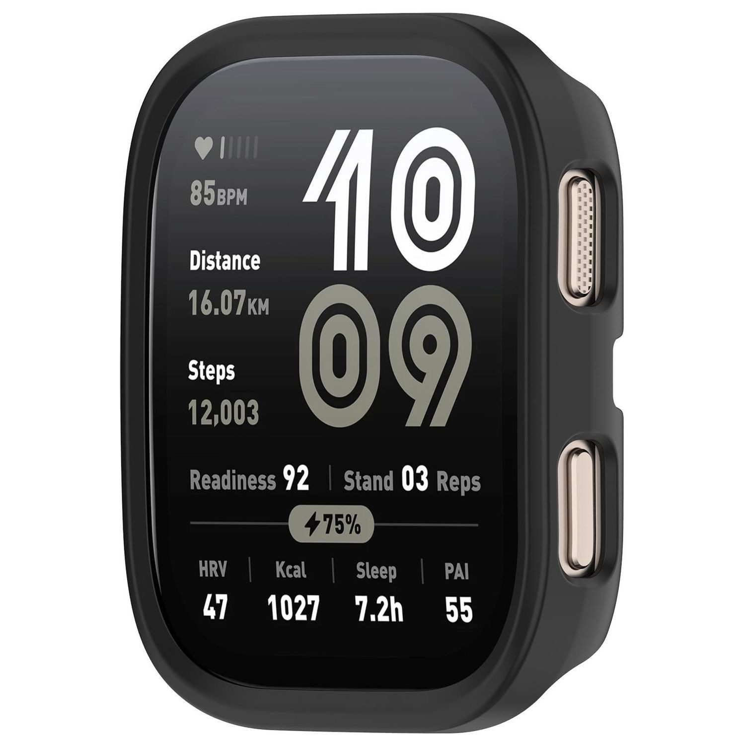 Wigento Smartwatch-Hülle Für Amazfit Bip 6 Design Kunststoff Watch Schutz Gehäuse Hülle Schwarz, Halbseitiger Kunststoff-Schutz, leicht und langlebig