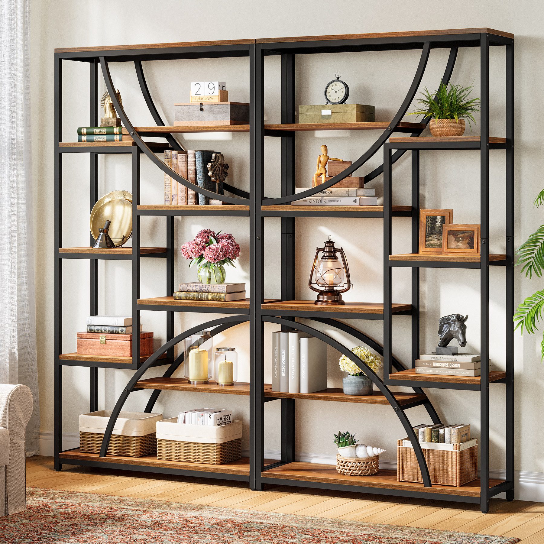 Tribesigns Bücherregal 180 cm Regal,9 Ebenen, Geometrischer Bücherschrank mit Offenen Fächern
