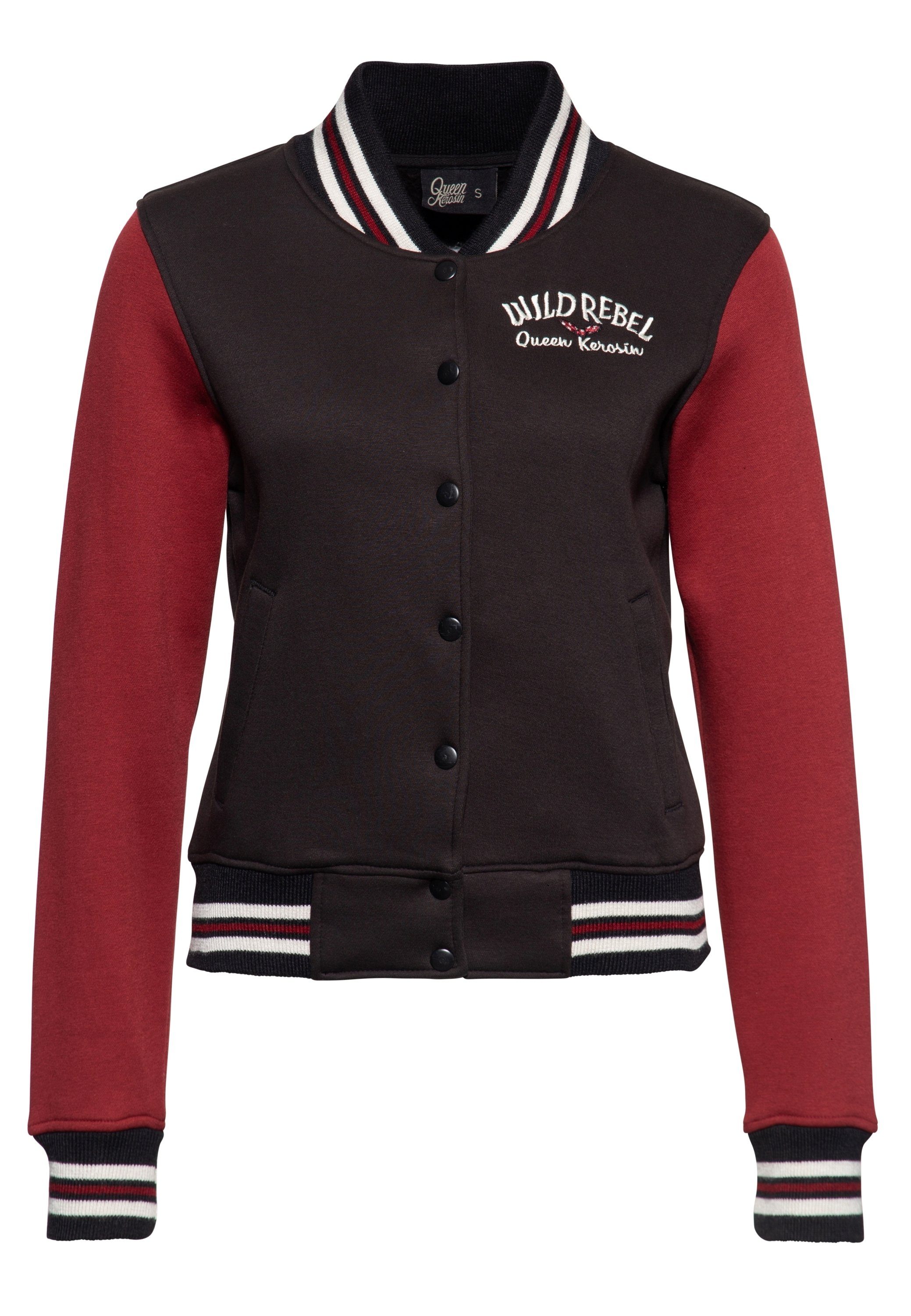 QueenKerosin Kapuzensweatjacke Wild Rebel (1-tlg) mit Cartoon-Stickerei
