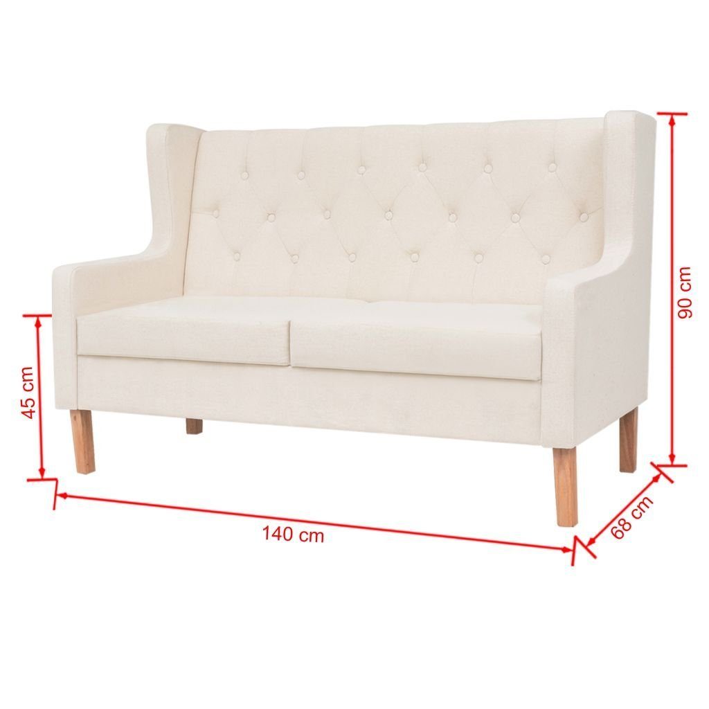 vidaXL 2-Sitzer-Sofa Couch Stoff Cremeweiß Sofa