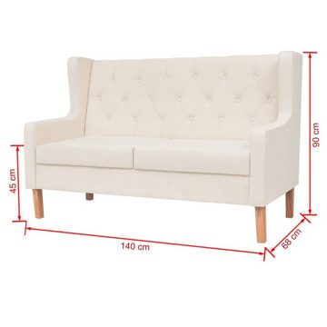 vidaXL Sofa 2-Sitzer-Sofa Stoff Cremeweiß Couch