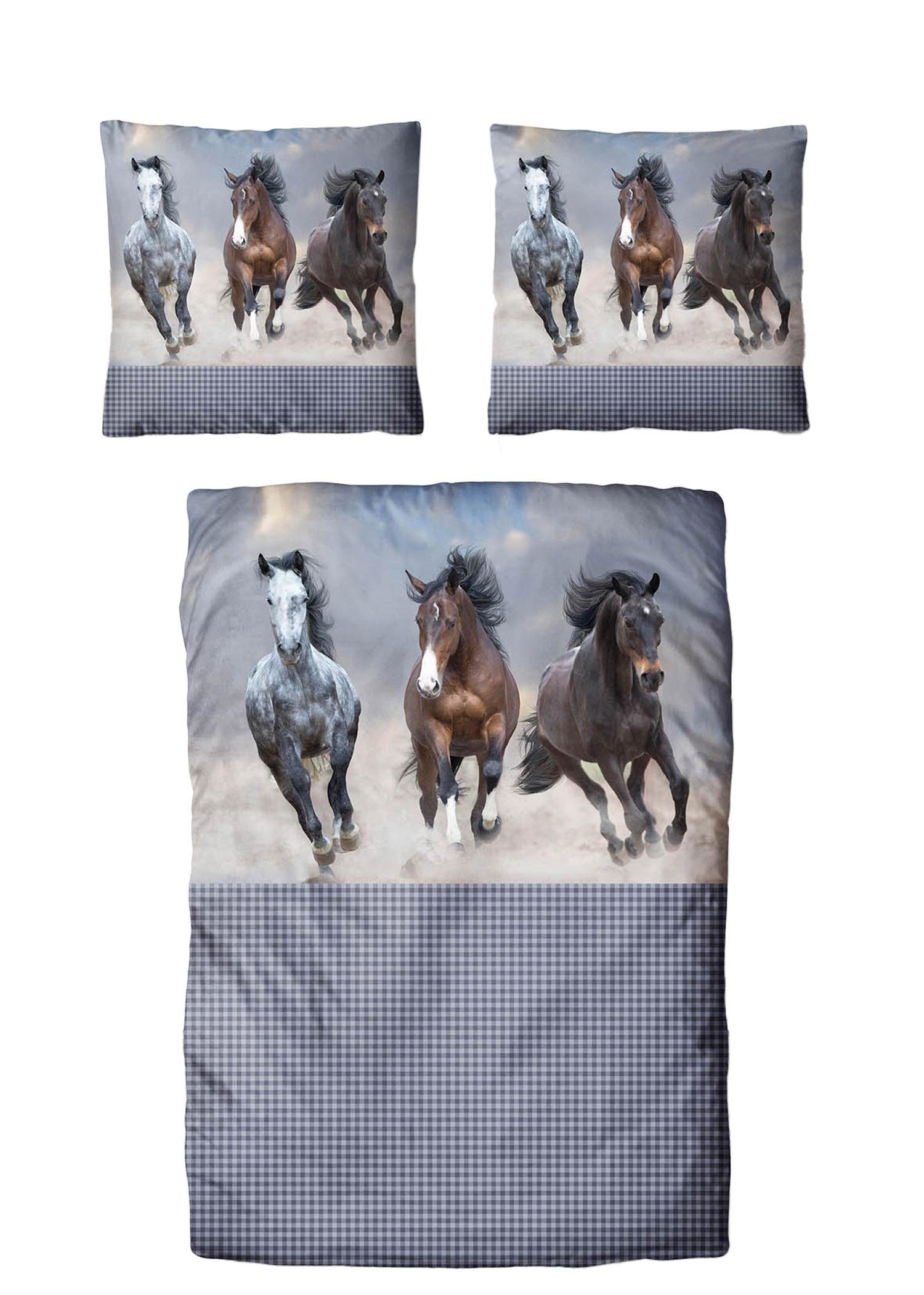 Traumschloss Bettwäsche TS Edition, Baumwolle, 2 teilig, Pferde Trio günstig online kaufen