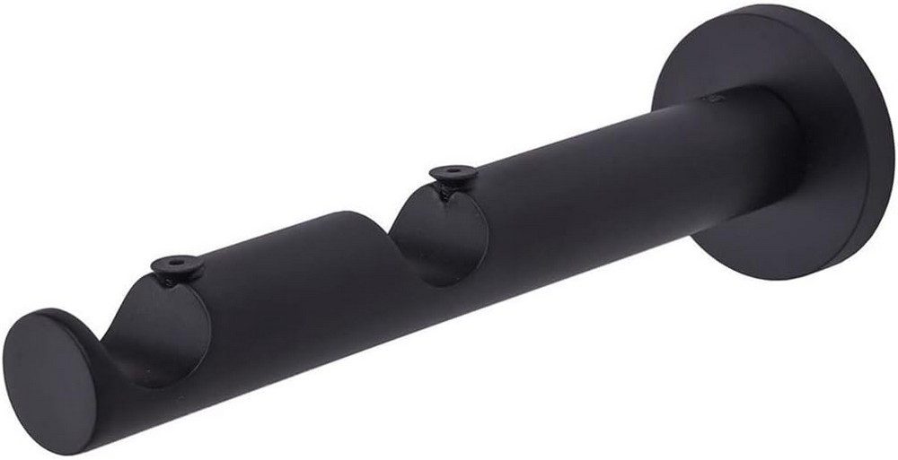 MDEKOR Gardinenstangenhalter für Gardinenstange 19 mm, Wandträger 2-läufig Schwarz Matt P Wandhalter