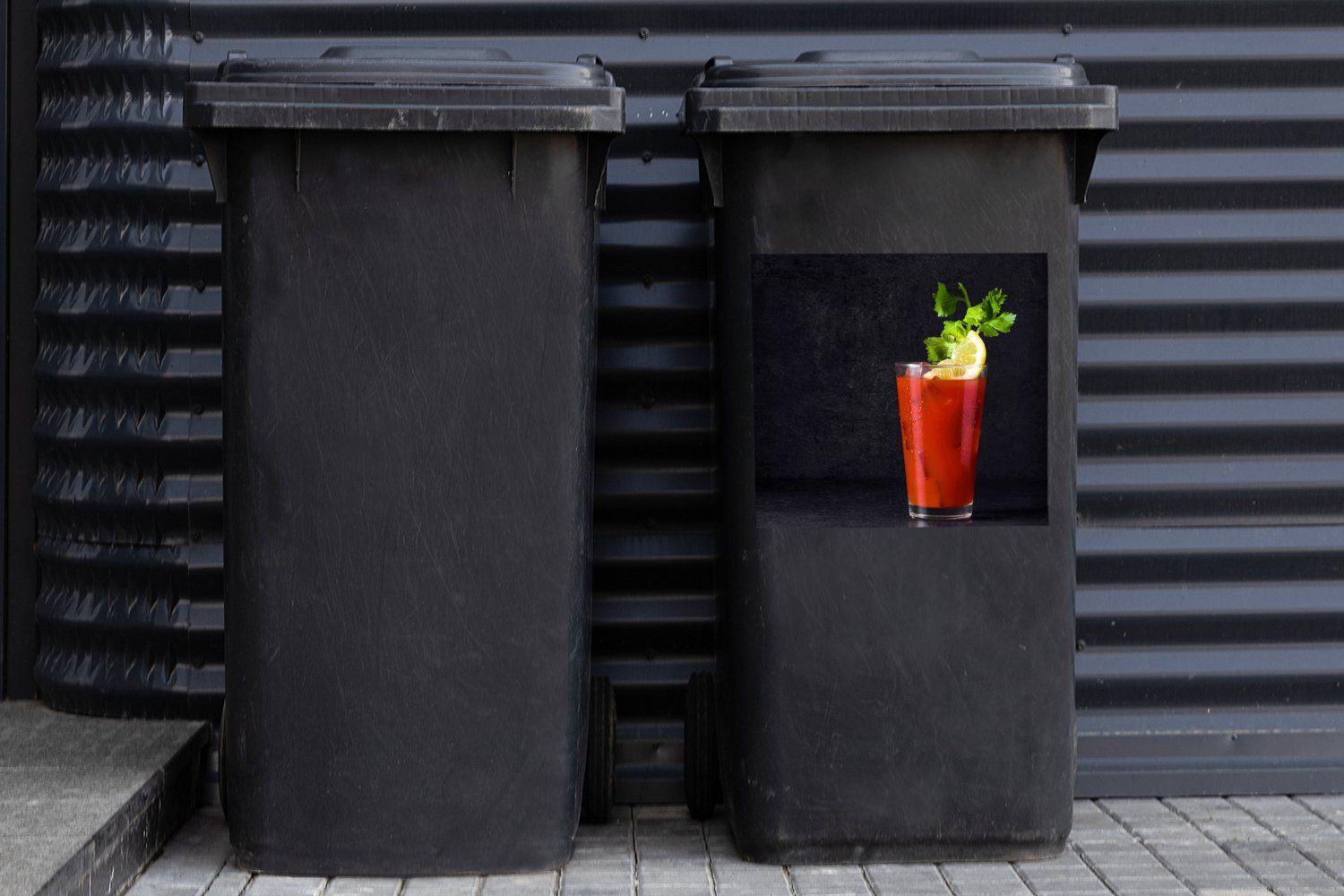 Container, (1 - Getränk St), Mary MuchoWow Mülltonne, Mülleimer-aufkleber, Bloody Glas Wandsticker Rot Abfalbehälter - Sticker, -