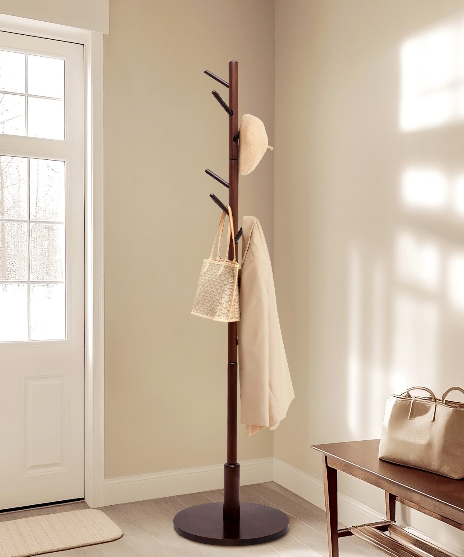 Yorbay Garderobenständer aus Buche Massivholz, Kleiderständer Baumform mit günstig online kaufen