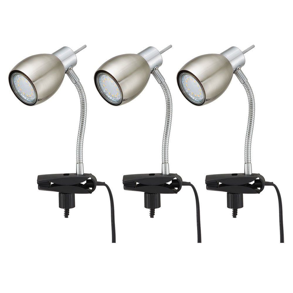 etc-shop LED Klemmleuchte, Leuchtmittel inklusive, Warmweiß, Klemmlampe nickel matt Klemmleuchte Klemmlampe