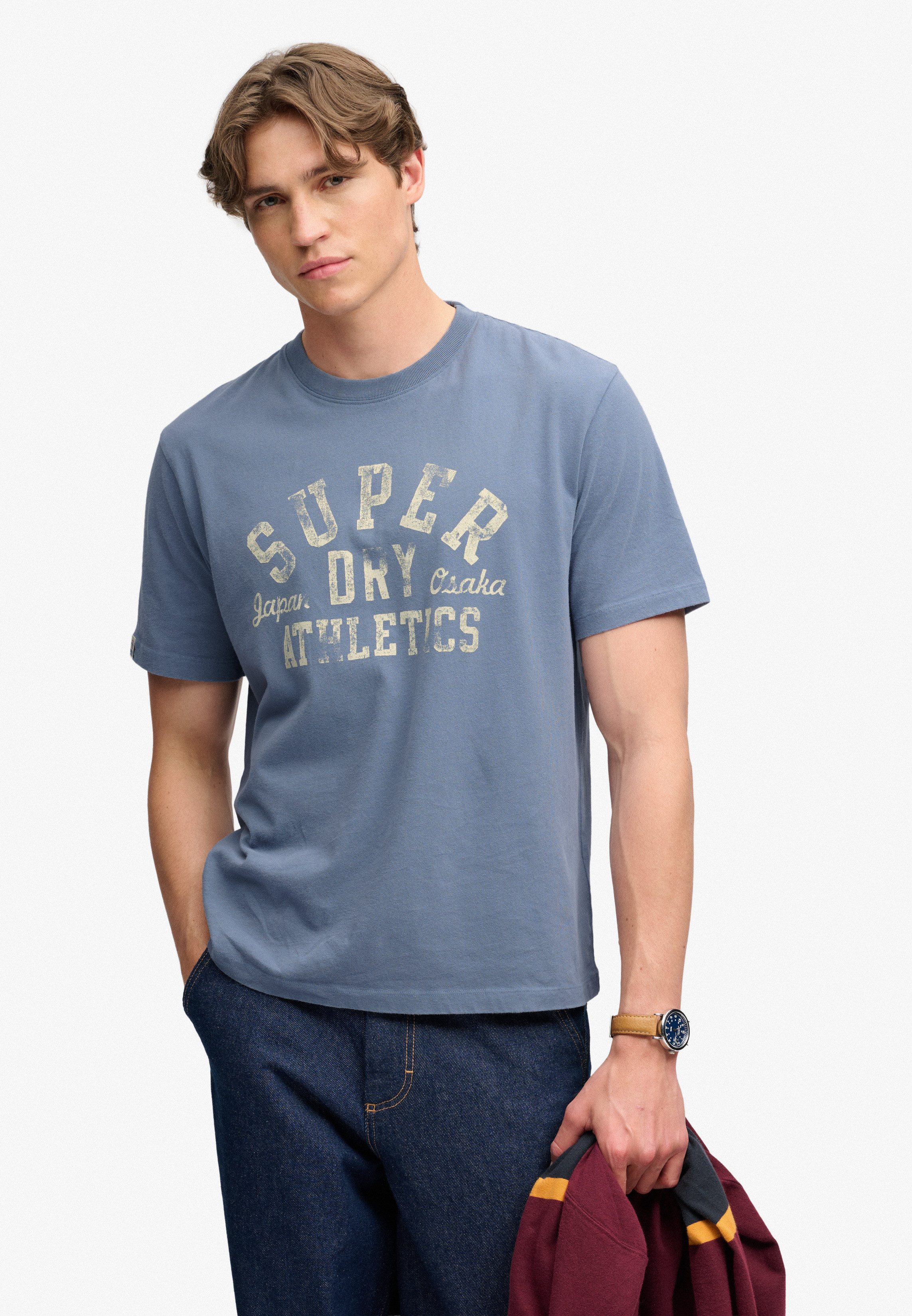 Superdry Rundhalsshirt ATH ESS TEE Baumwolle, loose fit