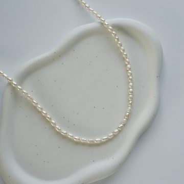 Sprezzi Fashion Perlenkette Perlen Halskette mit echten Süßwasser Perlen verstellbar 4mm, verstellbare Länge, robust, Naturperlen