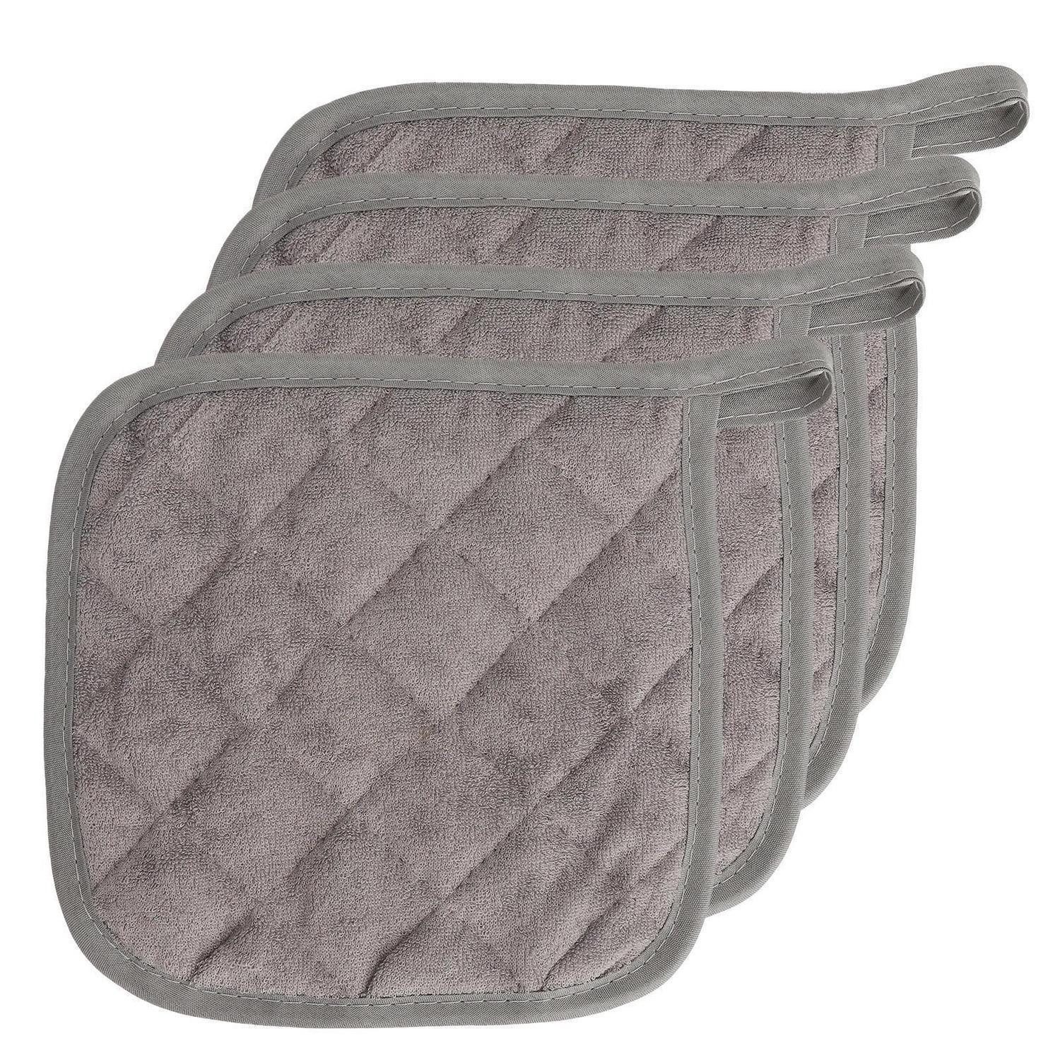 LuxusKollektion Topflappen Topflappen Set 4 Stk Grau 18x18cm Baumwolle