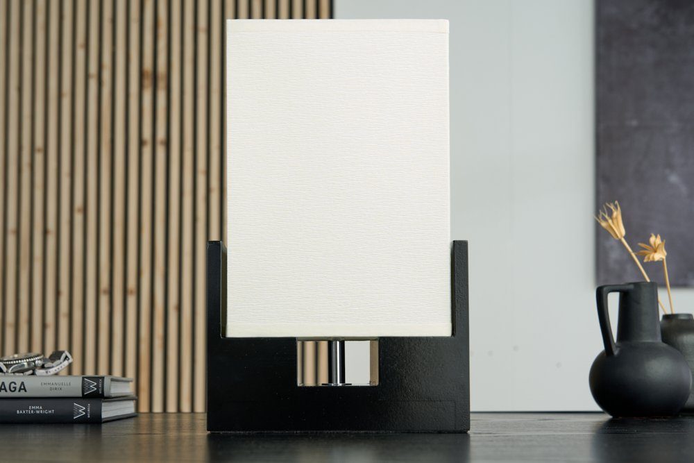ohne · 25cm Leuchtmittel, Schreibtisch · schwarz Wohnzimmer / Design Modern · Tischleuchte TWILIGHT riess-ambiente beige, Papier