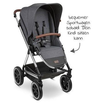 ABC Design Kombi-Kinderwagen Vicon 4 Air - Asphalt, 2in1 Kinderwagen Buggy mit Lufträdern, Babywanne & Sportsitz