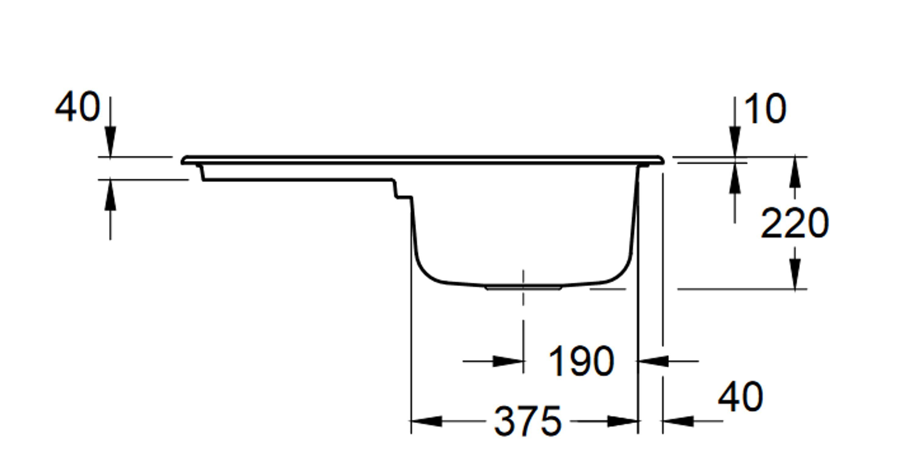Villeroy & Boch Rechteckig, 3340 Serie, Küchenspüle reversibel Spüle 80/22 02 KR, Architectura cm