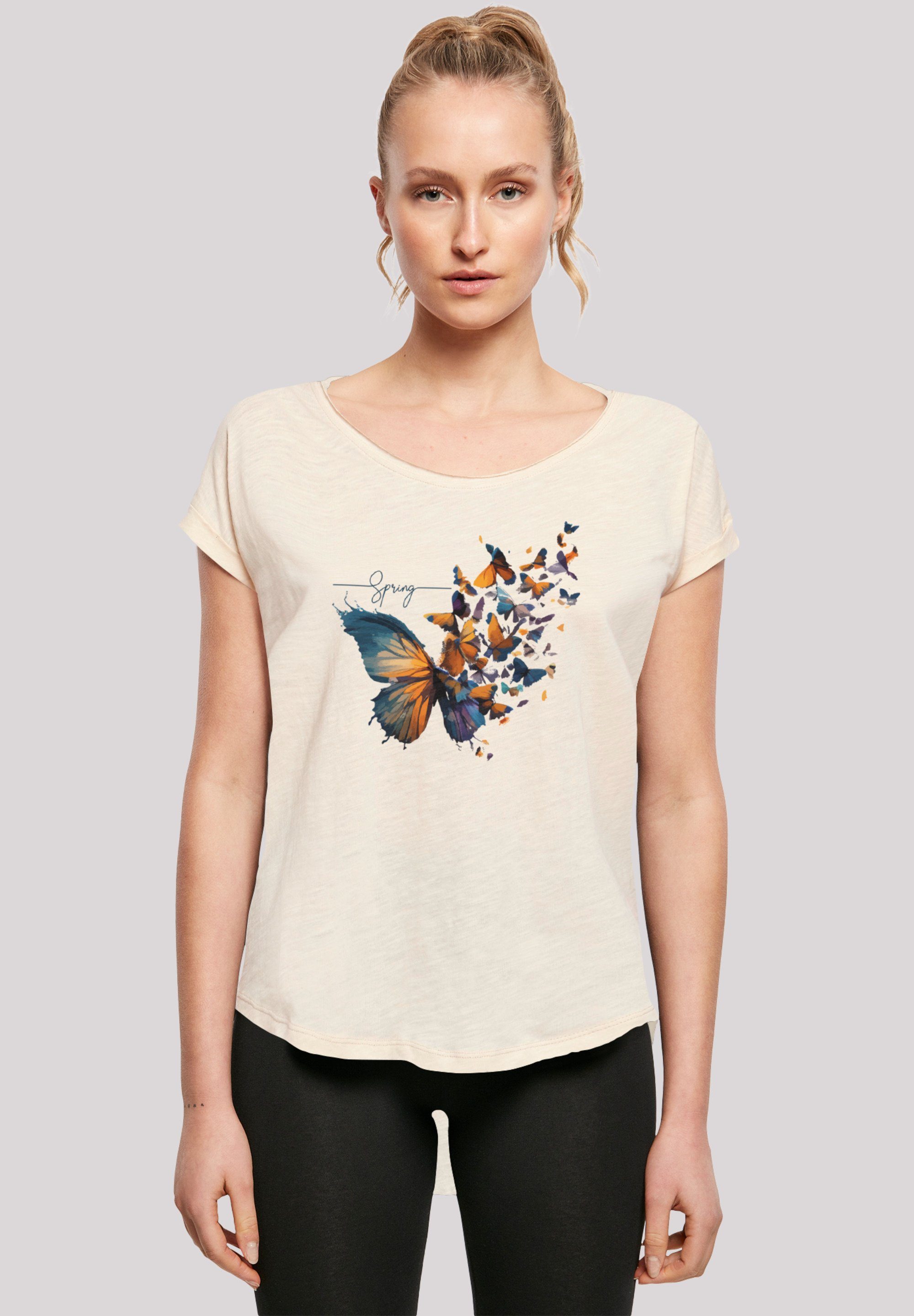 F4NT4STIC T-Shirt Schmetterling Frühling Print, Sehr weicher Baumwollstoff  mit hohem Tragekomfort