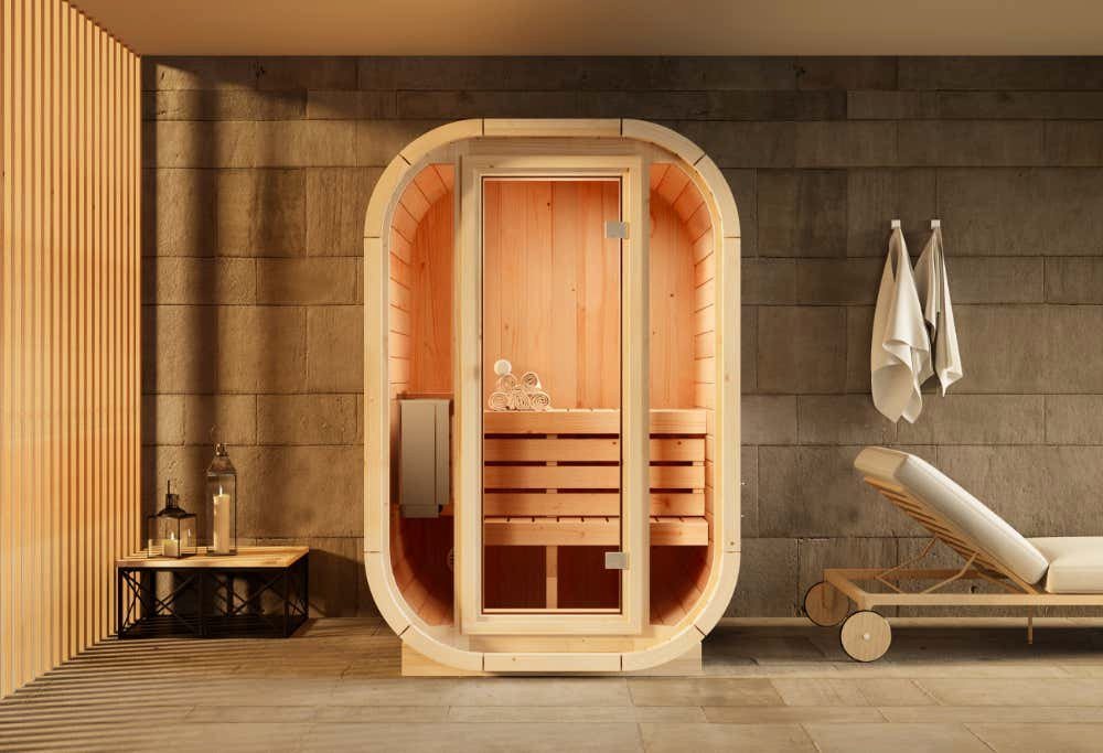 Thumbnail - FinnTherm Sauna Innensauna Ellipso S, BxTxH: 136 x 119 x 203 cm, 42 mm
