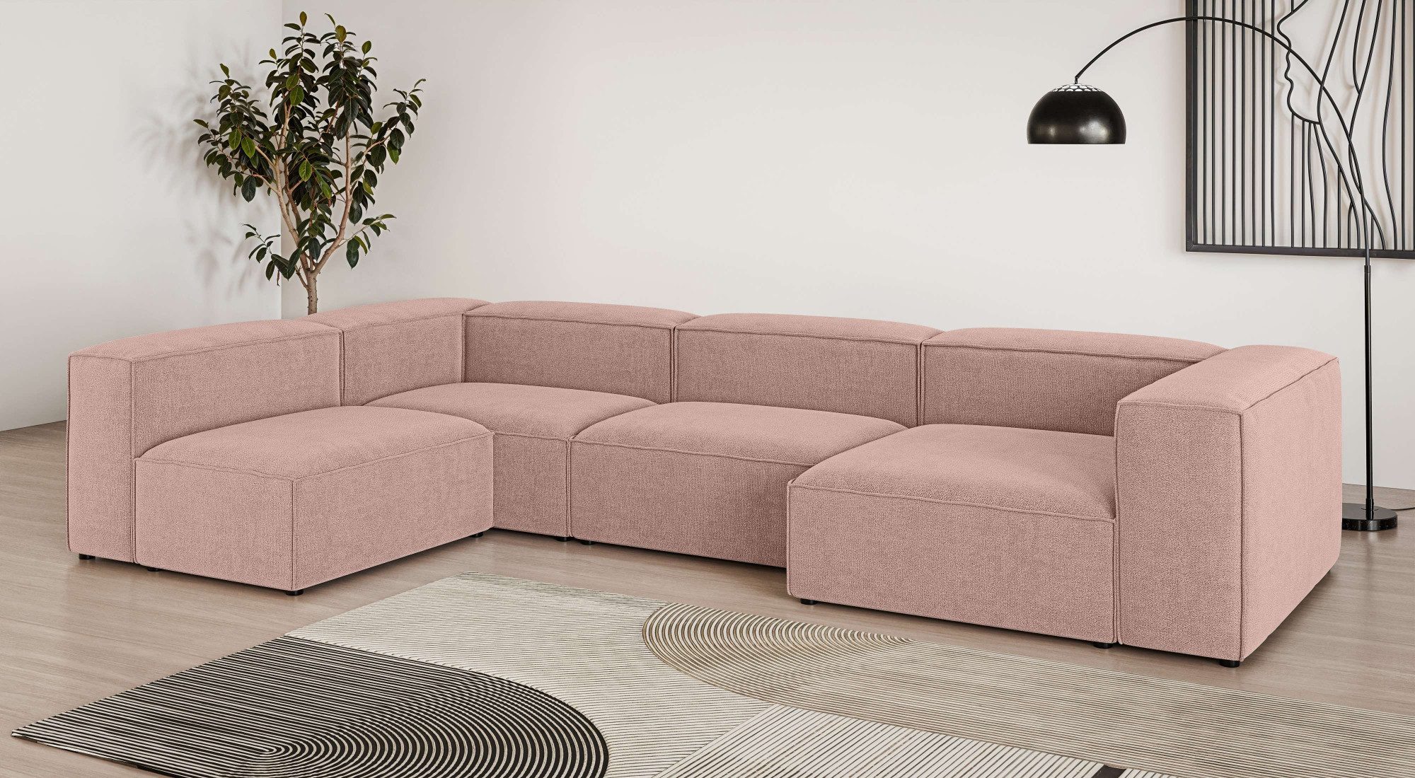 OTTO home Wohnlandschaft HAILY U-Form mit Ottomane links/rechts, Maße B/T/H: 360/200/72 cm, als Modul oder separat verwendbar, für individuelle Zusammenstellung