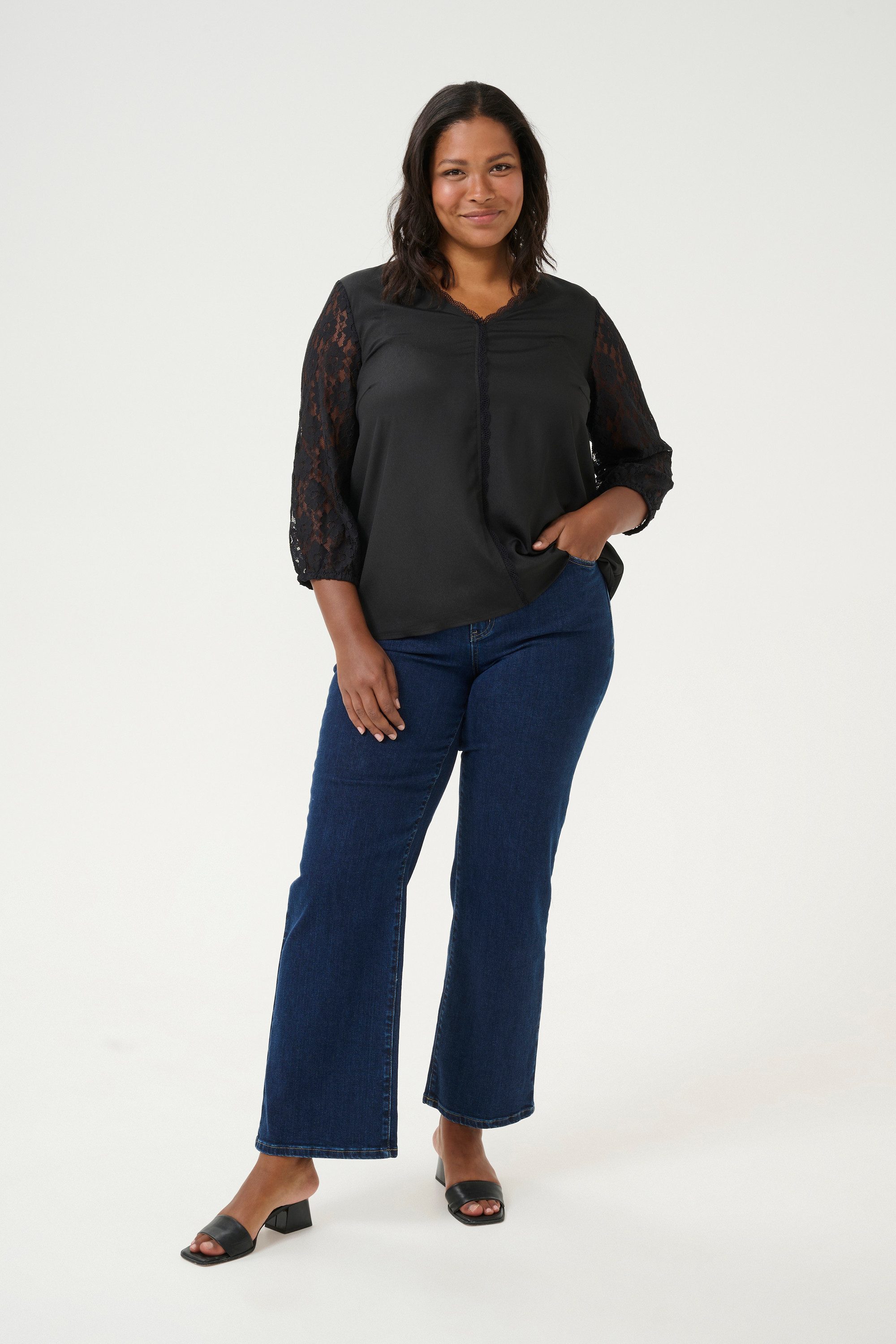 KAFFE Curve Langarmbluse Langarm-Bluse KCsilje Große Größen günstig online kaufen