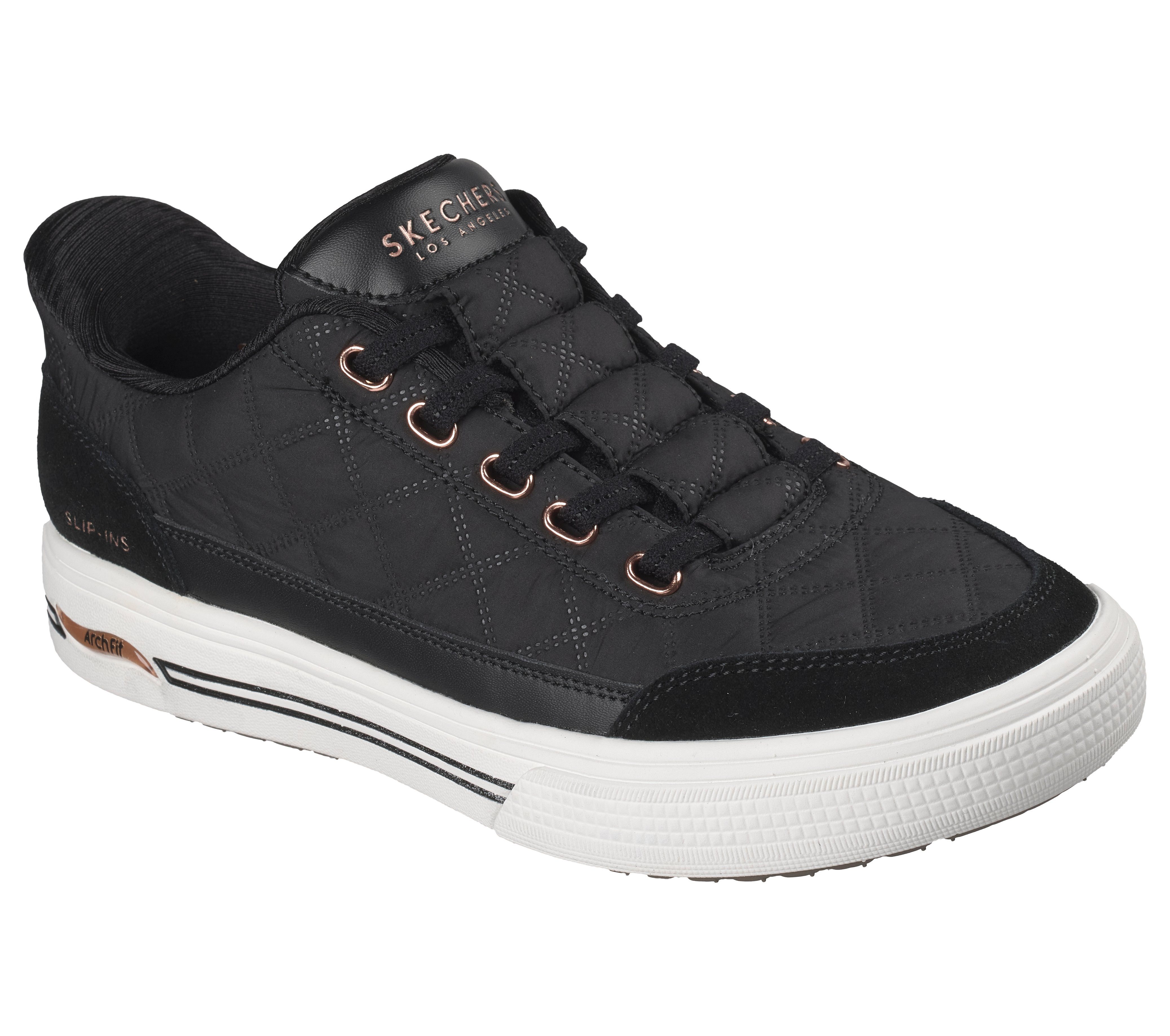 Skechers ARCH FIT ARCADE-CUDDLE STEPS Slip-On Sneaker Slipper, Schlupfschuh, Freizeitsneaker mit elastischen Schnürsenkeln