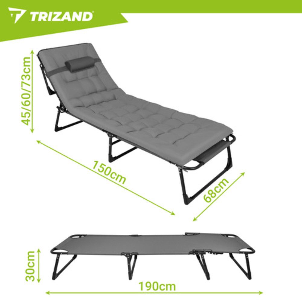 Trizand Gartenliege Klappbare Gartenliege Strandbett, Spar-Set, 1 St., 4 Einstellpositionen, Die robuste 4-Bein-Konstruktion aus Eisen trägt bis zu 120 kg