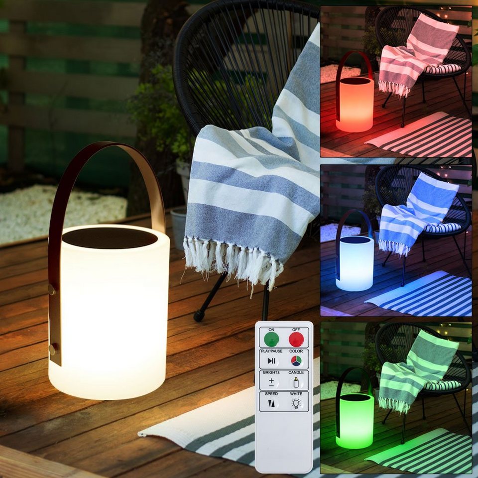 etc-shop Außen-Tischleuchte, LED-Leuchtmittel fest verbaut, Warmweiß,  Farbwechsel, Tischleuchte Außen Akku Garten Tischlampe Outdoor USB