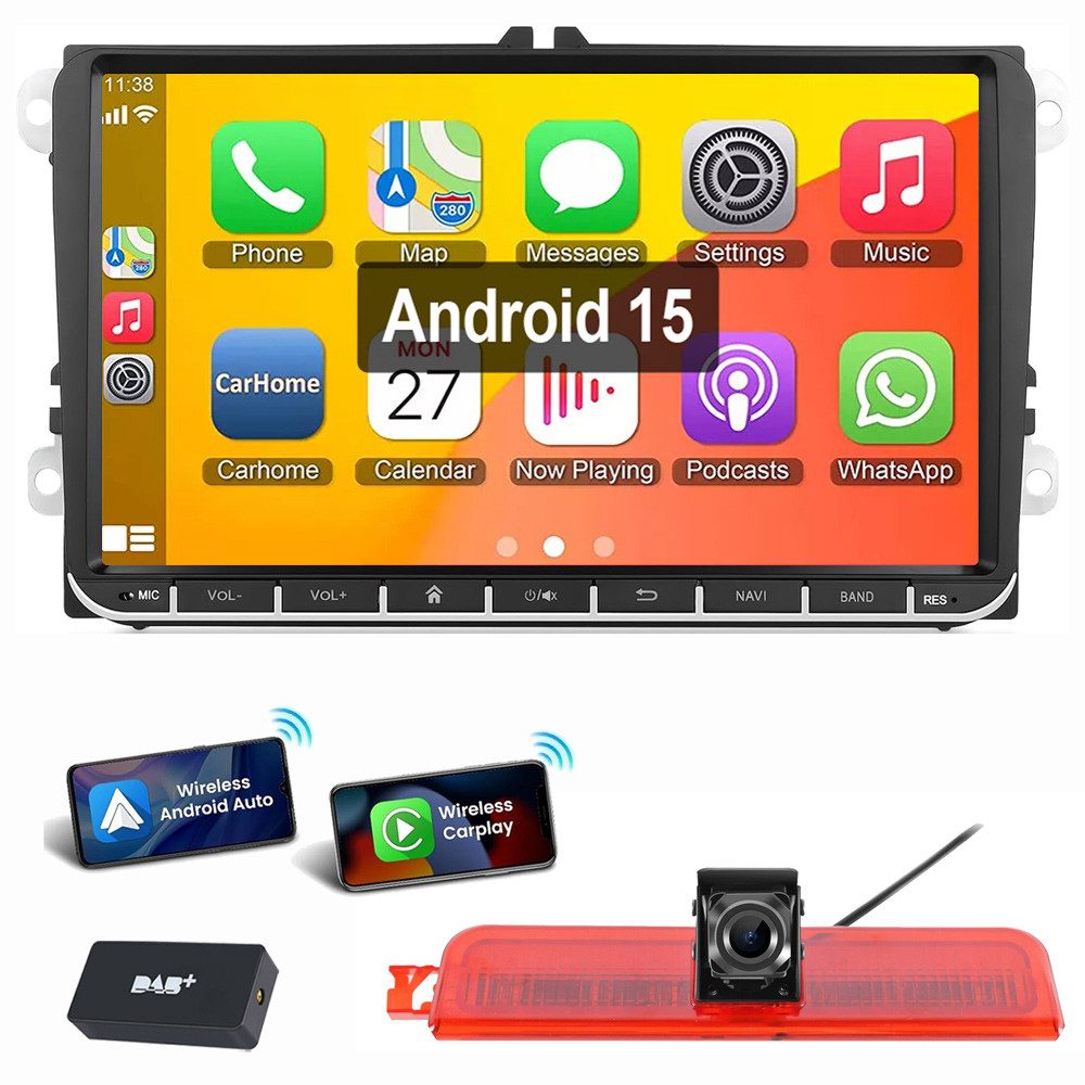 ESSGOO 7"/9" Für VW Caddy Life 2K Facelift Mit Rückfahrkamera Bremsleuchte Autoradio (RDS, Digitalradio (DAB), FM, AM, Apple Carplay Android Auto GPS Navi WIFI BT SWC)