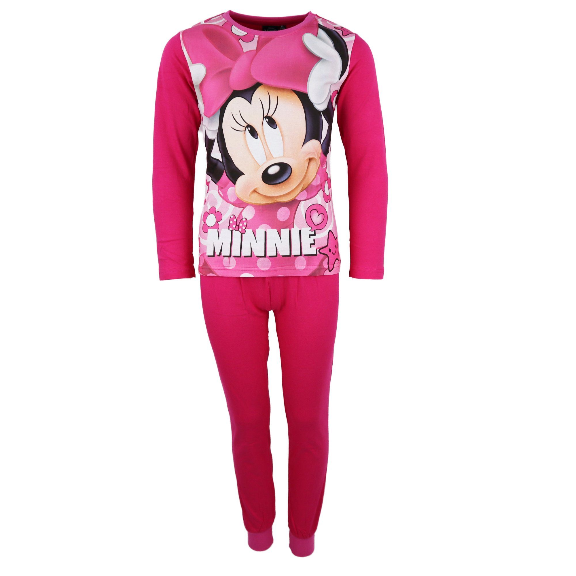 Disney Minnie Mouse Schlafanzug Kinder Rosa 98 Pink 128, Baumwolle, Pyjama oder bis Gr