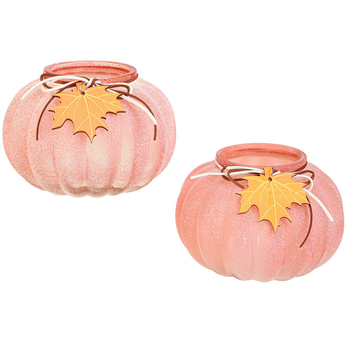 Viana Streudeko Windlicht Glas Kürbis Teelicht Herbstdeko Ø16cm H11cm 2St günstig online kaufen