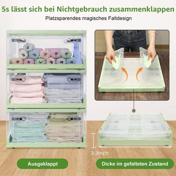MULISOFT Stapelbox 3er Aufbewahrungsbox Faltbare Multi Allzweck Box mit Deckel 90L/135L (3 St), Ordnungssystem für Schubladen, Schließfächer, Kleiderschränke
