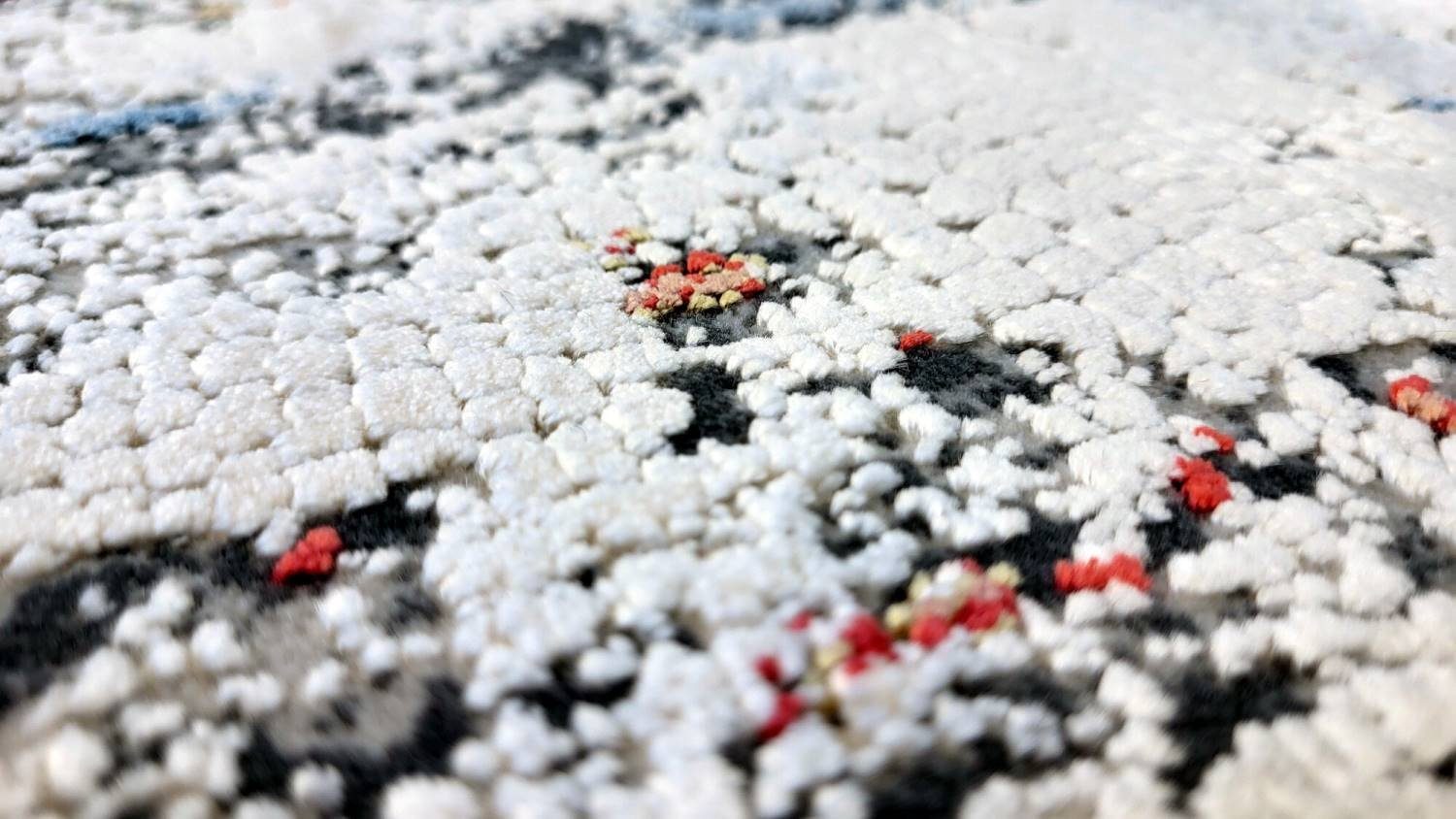 Rug Studios Teppich KOYNA, Rechteckig, Höhe: 12 mm, Wohnzimmer, 65 x 130 cm, Grau-Rose