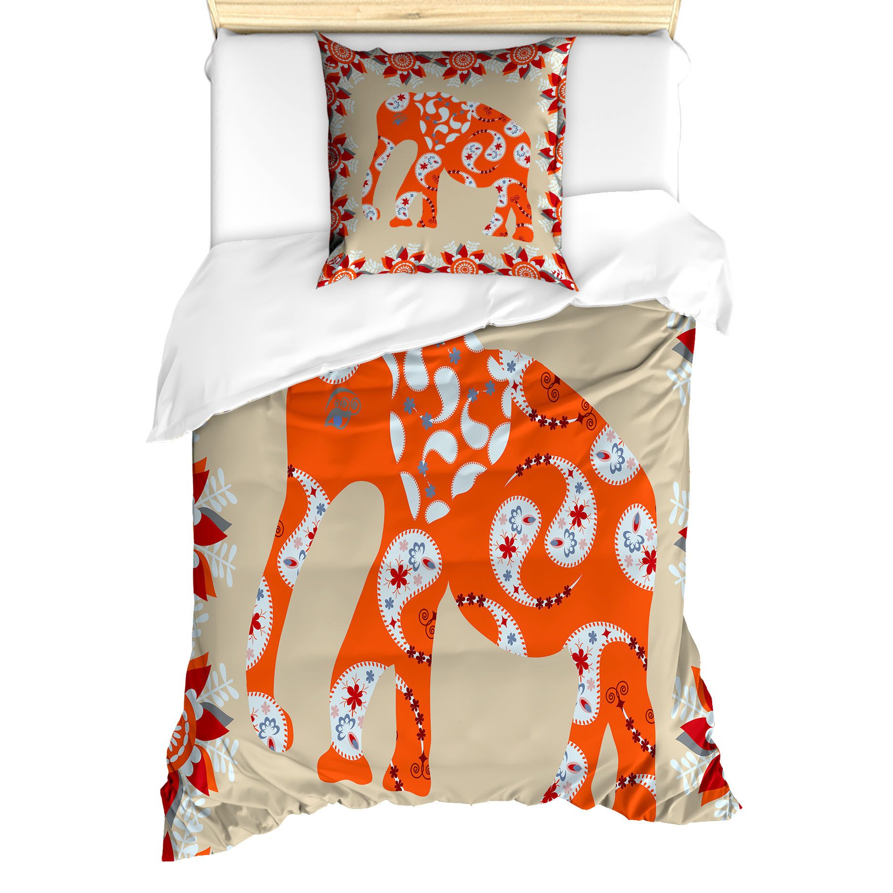 Abakuhaus Постельное белье Milbensicher Всеrgiker geeignet mit Kissenbezug, Microfaser, Ethnisch Orange Blumen-Blüten