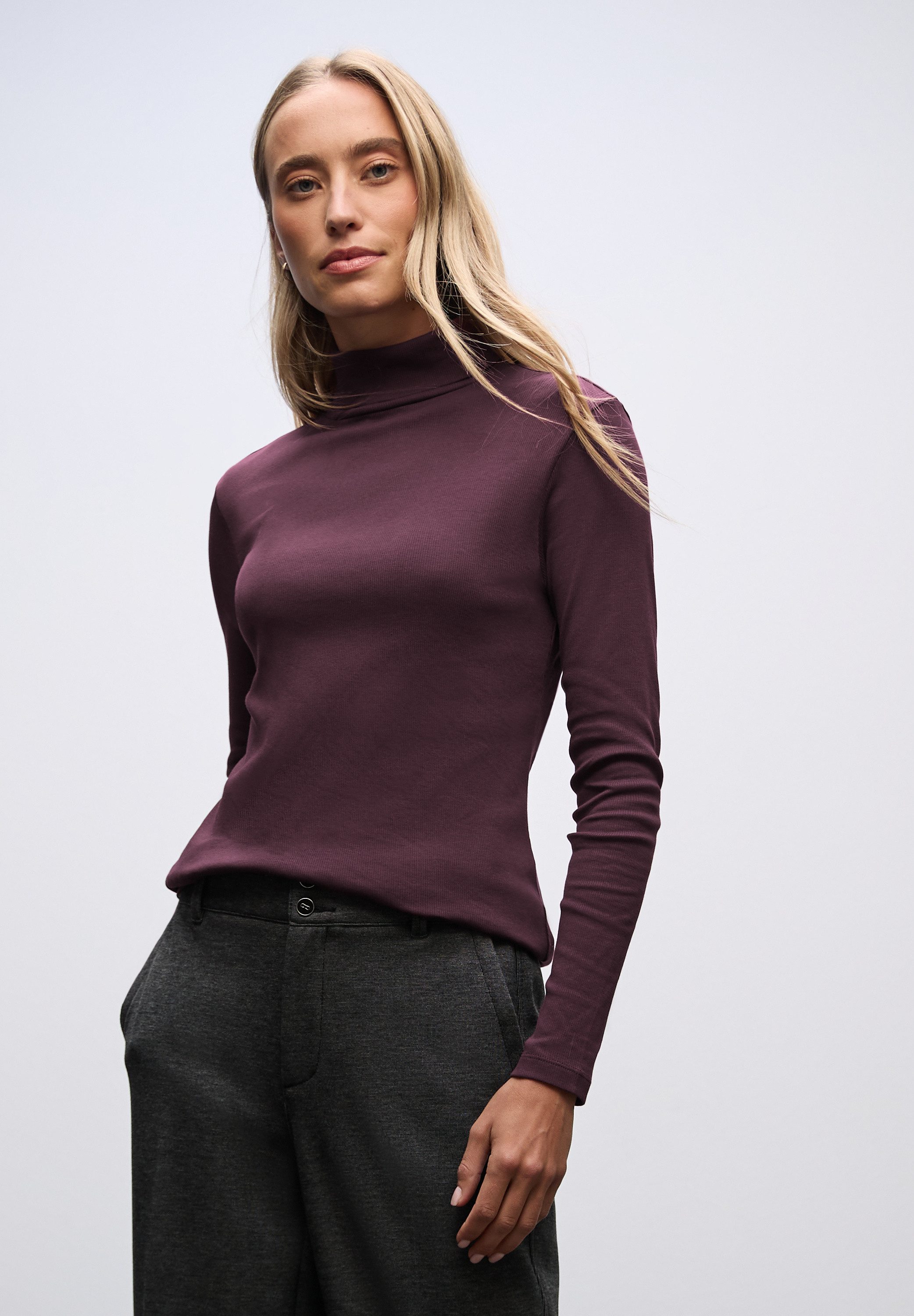 STREET ONE Langarmshirt mit Rippstrick-Struktur günstig online kaufen