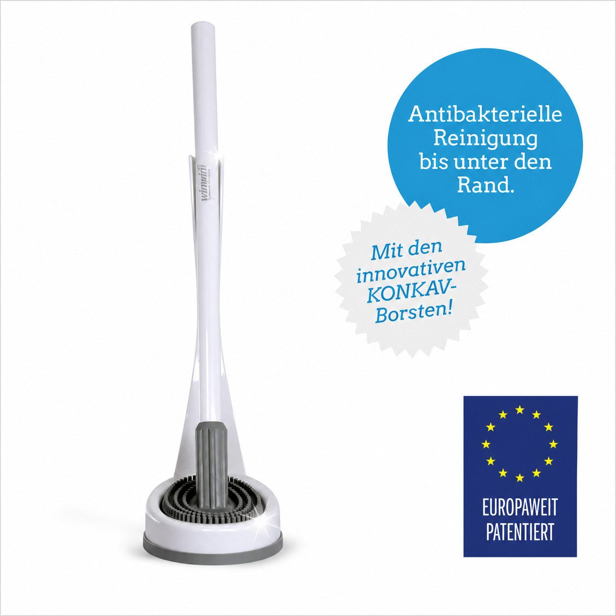 winwinCLEAN WC-Reinigungsbürste winwinCLEAN® WC Cleaner Konkav WC-Reinigungsbürste grau, (1-tlg), WC Silikonbürste I antibakteriell I Konkavborsten für Anti-Haft-Effekt