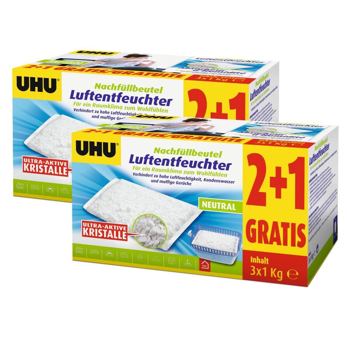 Luftentfeuchter UHU Original Luftentfeuchter Nachfüllbeutel 3x1000g Neutral air max (2