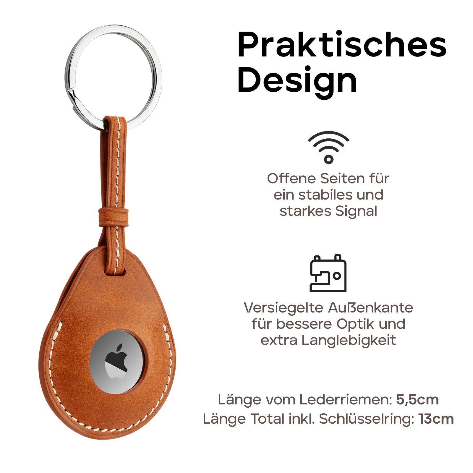 wiiuka Schlüsselanhänger aiir MORE Anhänger für Apple AirTag aus Leder, Handgefertigt - Echt Leder, Premium Qualität