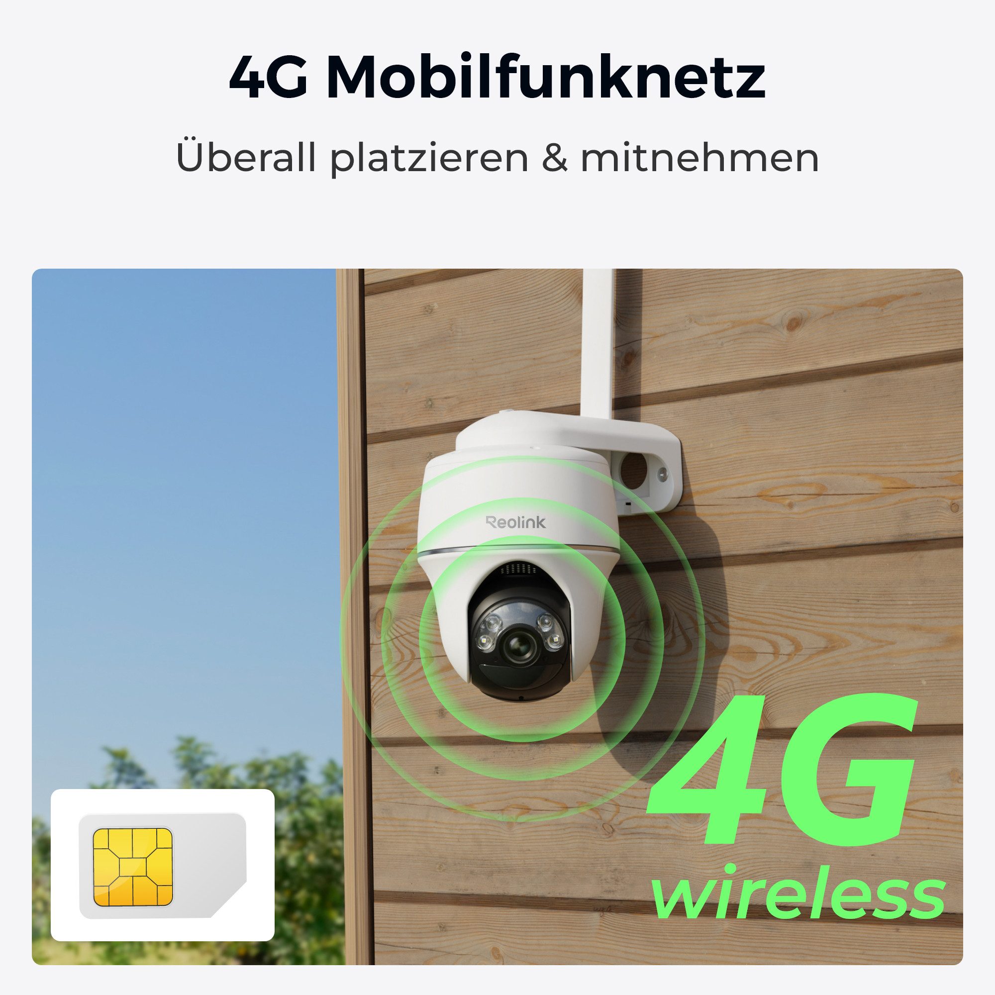 Reolink Überwachungskamera Go PT Plus+Solarpanel 5MP 3G/4G LTE 355°/140° Schwenkbare PTZ Akku (Campingbus, Farm, Außenbereich, Wald, Straße, 1-tlg., mit SIM-Kar – Bild 2 von 5