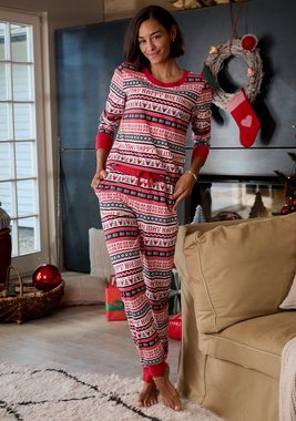 LASCANA Pyjama (2 tlg) mit winterlichem Druck