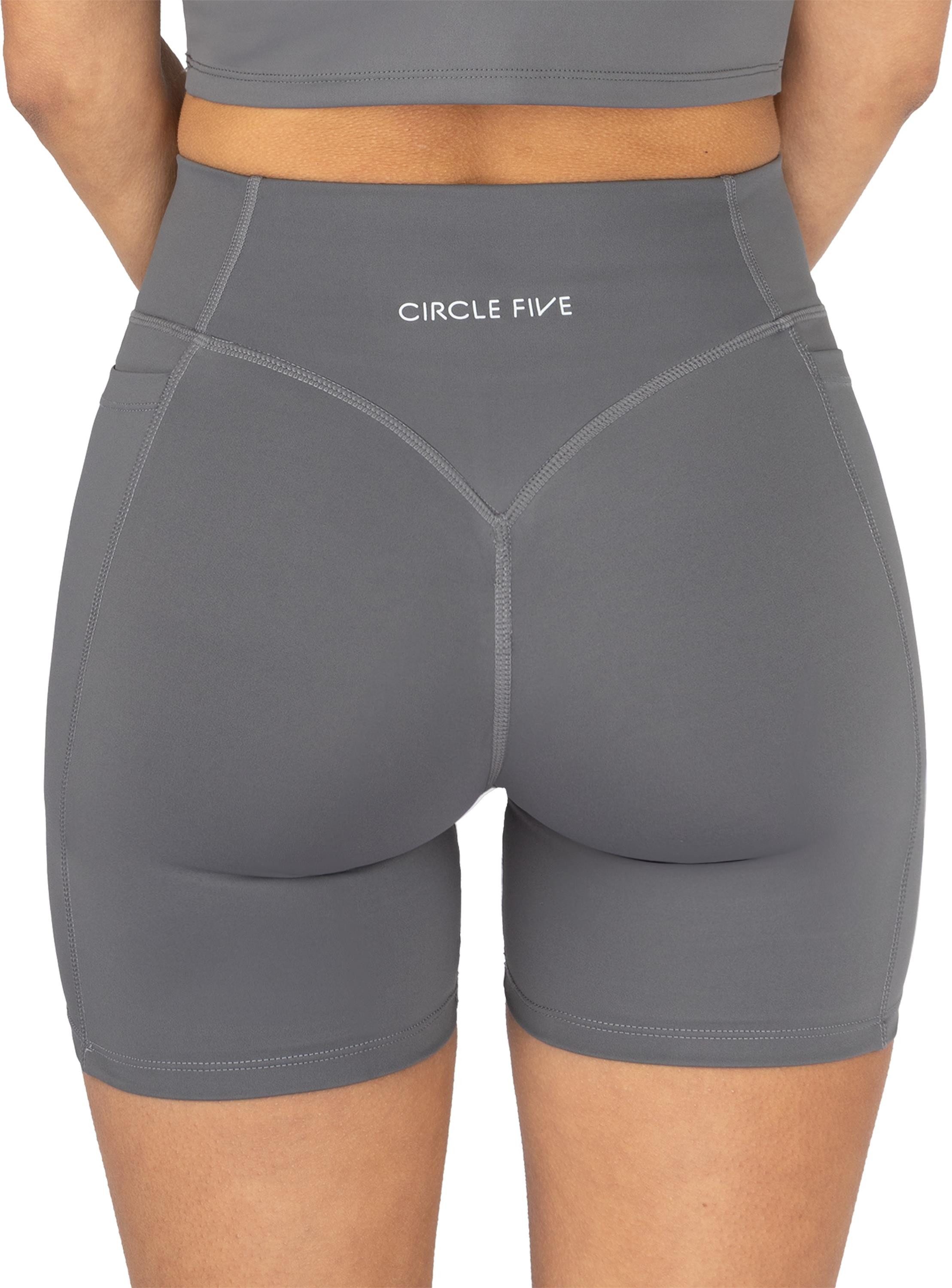 Circle Five Trainingsshorts High Waist Sport Shorts mit Taschen Radlershorts Sporthose mit zwei Handytaschen Trainingstights