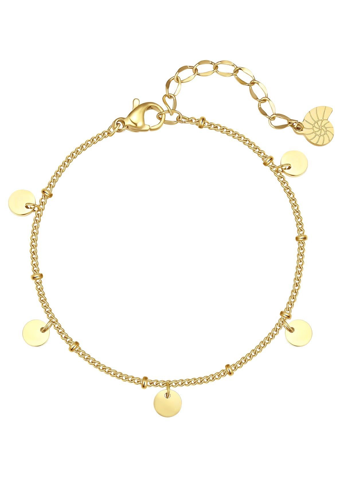 Hey Happiness Charm-Armband Geo Plättchen mit Kugeln hängend, 18K Roségold günstig online kaufen