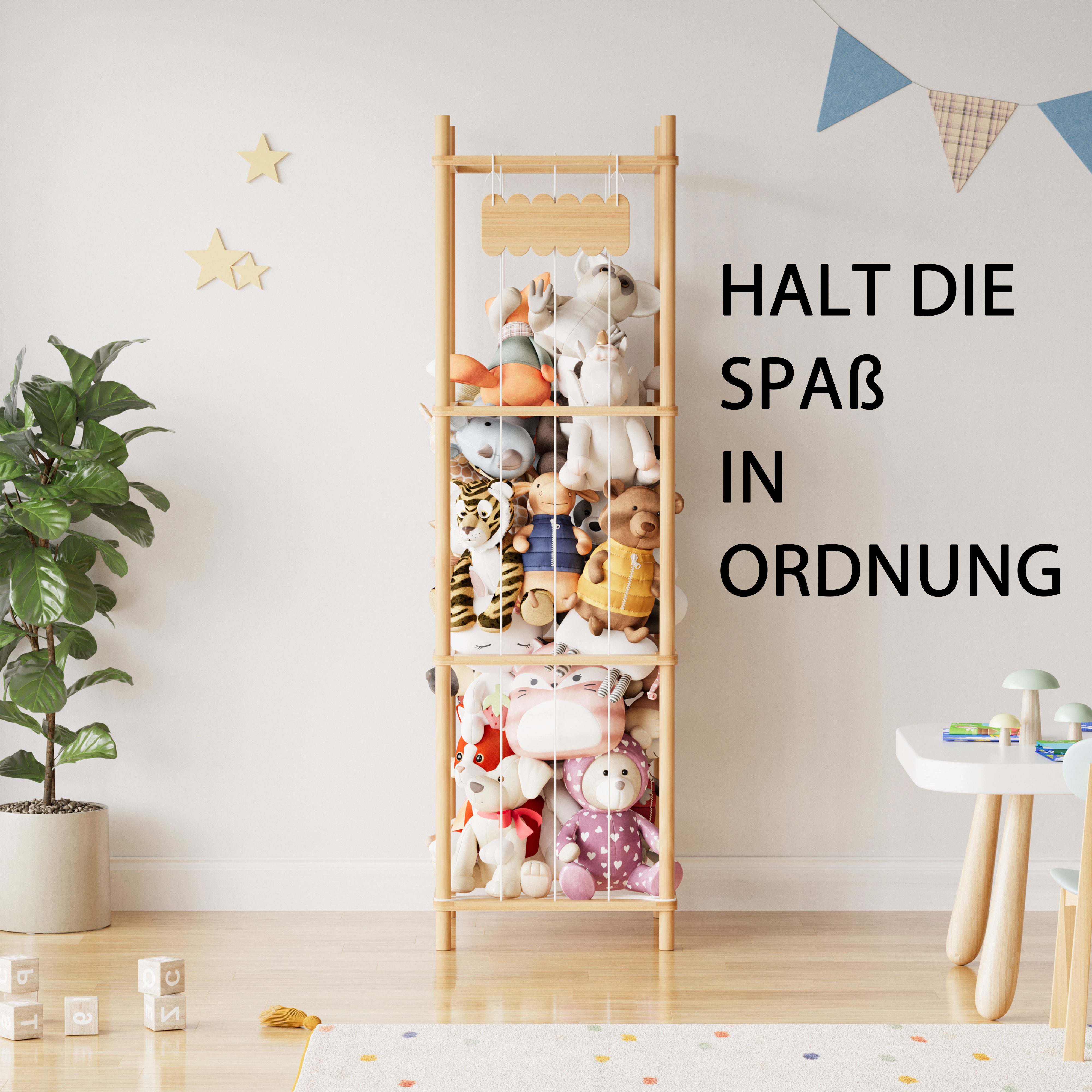 SpaceAid Kinderregal Holz Kuscheltier Aufbewahrung, Stofftier Aufbewahrung, Vertikal platzsparend – Bild 5 von 5