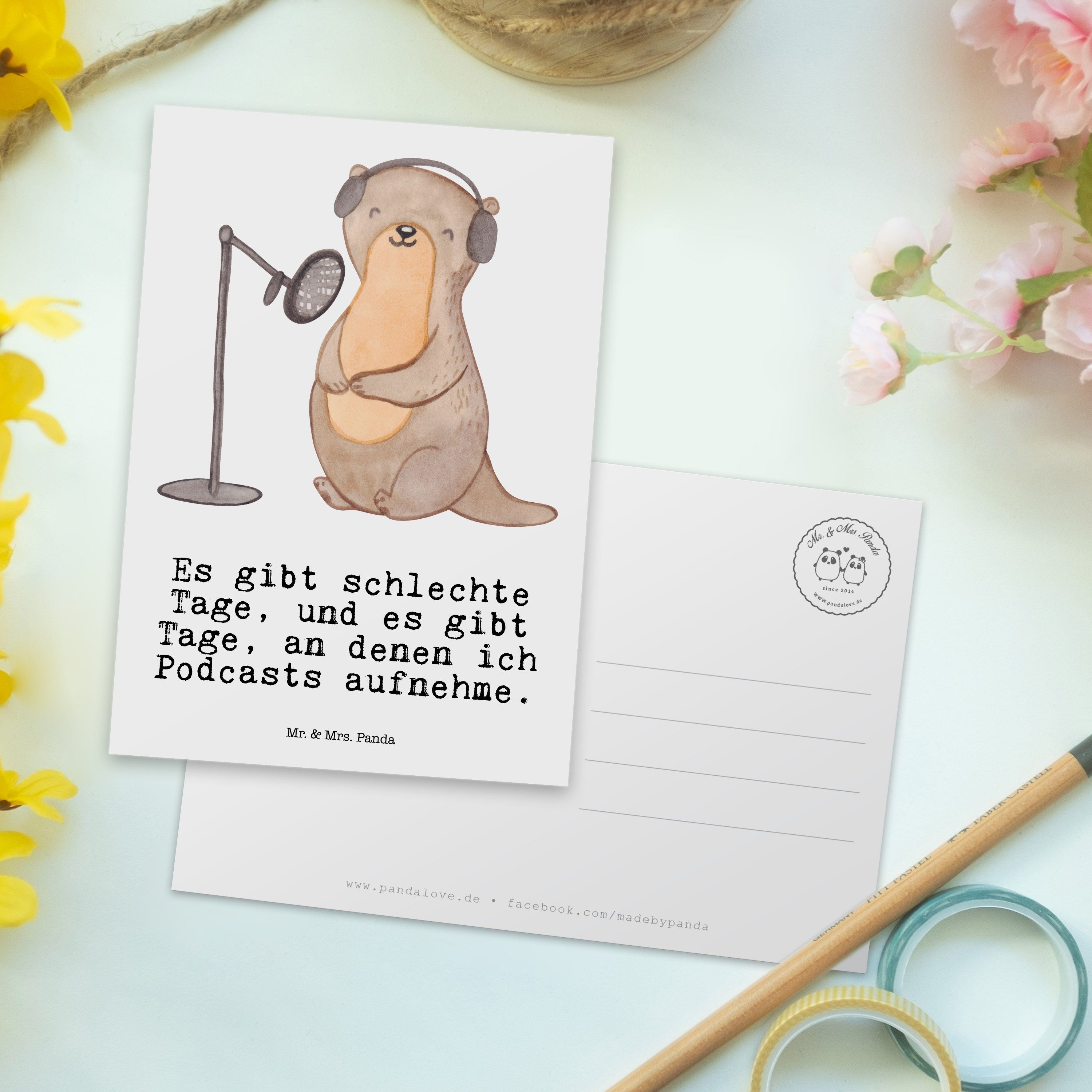 Mr. & Mrs. Geschenkkarte, Panda Weiß Geschenk, Postkarte aufnehmen - Tage - Otter Sporta Podcast